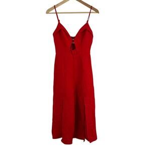 Saints + Secrets Red JumpSuit Romper Crop Wide Leg Slit Women Size Small